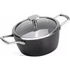 Alluflon Pentola a Induzione Casseruola Antiaderente 24 cm Alluminio Forgiato con Rivestimento colore Nero - Armonia Finegres