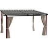 Outsunny Pergola con Tende Laterali e Tetto Retrattile in PC, in Alluminio e Metallo, 345x300x215-255 cm, Crema|Aosom