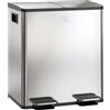 HOMCOM Bidone Immondizia a 2 Sezioni da 20L con Chiusura Silenziosa, in Acciaio Inox e PP, 45.8x36x51.6 cm