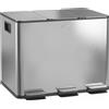 HOMCOM Bidone Immondizia a 3 Sezioni da 20L con Chiusura Silenziosa, in Acciaio Inox e PP, 61.9x36.6x56.7 cm
