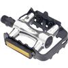 Point 09006000 Pedali per MTB e cross, in alluminio con gabbia in acciaio, 2 pezzi, colore: Argento/Nero