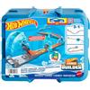 Hot Wheels - Box Track Builder Lanci nel Vuoto, Set blu con 1 Macchinina Hot Wheels e 12 Pezzi di Pista e Accessori a tema Vento Inclusi, Box Impilabile, Giocattolo per Bambini, 4+ Anni, HNJ67