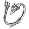 HUKKUN Anello in argento sterling 925 punk drago anelli drago cinese gioielli regali per donne uomini, Argento sterling