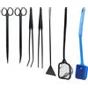 Coolty Kit di strumenti per aquascaping piante acquatiche 7 in 1, pinzetta a forbice in acciaio inox, spatola strumenti per la pulizia dell'acquario, rete da pesca e raschietto per alghe per acquari