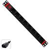 WP Rack WPN-PDU-C01-08 Multipresa Ciabatta Elettrica Rack 19 con 8 Prese Universali Ita 10/16A e Schuko, Cavo da 2 Mt. con Spina C14 VDE con Attacco per UPS, 250V/3500W, Nero