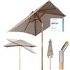 Sekey® 200 × 150 cm Ombrellone in Legno Ombrello Parasole da Esterno da Giardino Taupe Protezione solare UV50+