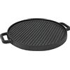 Spetebo - Piastra in ghisa 30 cm, padella in ghisa rotonda con manico, bistecchiera per barbecue, per arrostire e servire il cibo, adatta per fornelli a induzione