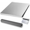 MISTERMOBY Spianatoia per Impastare in Acciaio Inox Tagliere Piano da Lavoro per Cucina Bar e Ristorante per Impastare Pane Pizza Focaccia, 60 x 52.5 cm con Bordo + Tappetino Antiscivolo e Spatola