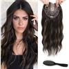 FFWTPY Extension Capelli Veri Clip Set con Parrucca Donna Ondulata e Pettine Coda Finta Capelli Ricci Chignon Finto Coda Extension Naturale con Pinza(Marrone Scuro)