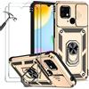 ATISIJIE Cover per Xiaomi Redmi 10C Custodia Originale con 2 Pellicola Salvaschermo Vetro Temperato HD, Magnetico Cavalletto [Protezione Fotocamera] Antiurto Xiaomi Redmi 10C Cover Oro