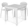 Mar.c.a. Design - Tavolo Allungabile Moderno fino a 180 cm, Piano in Vetro Bianco Opaco, Base in Metallo e Struttura Color Bianco - Mis. 90×90x75 cm