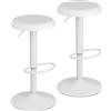 Baroni Home Set 2 Sgabelli Girevoli, Senza Schienale, Altezza Regolabile, in PP Seat e in Acciaio, Per Sala da Pranzo, Cucina, Bar, Leggero e Montaggio Facile, 39x36x55-76 cm, Bianco