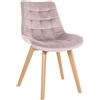 CLP Brook Chair I Sedia da pranzo con motivo trapuntato su rivestimento in velluto I Struttura in legno a quattro piedi, Colore:rosa