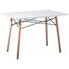 H.J WeDoo Tavolo da Pranzo Design Moderno Rettangolare MDF Gamba Rotonda in Faggio 110 x 70 x 73 cm Bianco