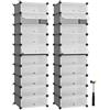 SONGMICS Scarpiera a 10 Scomparti, Set di 2, Scaffale Componibile in Plastica, Armadietto Portascarpe Fai da Te con Ante e Martelletto, Mobiletto Porta Scarpe, Grigio LPC010G02