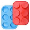 homEdge Stampo per muffin in silicone per 6 tazze, confezione da 2 pezzi, antiaderenti, colore: blu e rosso