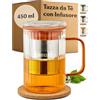 Cosumy - Tazza Tisana con Infusore e Coperchio 450ml - Tazza da Tè Resistente al Calore con Manici Colorati e Filtro in Acciaio