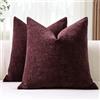 JOTOM Set di 2 Fodere Cuscini 60x60 cm Morbida Ciniglia Fodere decorative Fodere per Cuscini 24x24 Pollici Copricuscini Solidi per Divano Divano Soggiorno Letto Home Decor (Rosso Bordeaux)