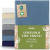 Dreamzie Lenzuola Matrimoniali Organico Cotone 70x200 cm - Coprimaterasso Matrimoniale - Blu - Certificato senza Prodotti Chimici (Oeko TEX)