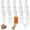 YUNXCNA 15 Pezzi Mini Bottigliette per Liquori, Bottiglie di Liquore 60ml, Mini Bottiglia di Vino di Plastica, Bottiglia di Plastica Riutilizzabile, Con Coperchio e Imbuto, Etichetta di Carta Kraft