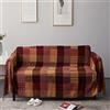ele ELEOPTION Coperta da Tiro in Ciniglia, Nappe Jacquard Coperta da Tiro Coprisedile per Divano Decorativo Divano da Letto Sedia Morbida, Motivo Tribale Popolare (220 x 250 CM, Griglia Rossa)