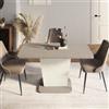 DEGHI Tavolo allungabile 110-145x68 cm con top effetto pietra crema e base bianca - Superga