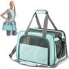 ALLSOPETS Trasportino Cane Aereo Pieghevole, Trasportino Gatto Morbido con Cuscino Rimovibile, Borsa Traspirante per Auto, Treno, Aereo, Veterinario (Azzurro Cielo)