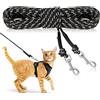RANYPET Guinzaglio Lungo Riflettente per Gatti, 15 m x 5 mm, Nero | Corda in nylon riflettente, anti-aggrovigliamento e anti-fuga. 2 moschettoni rotanti a 360°. Giardino e addestramento.