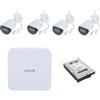 Ajax Kit NVR 8 canali bianco + 4 telecamere IP Wifi 4MP 2.8 mm + Hard disk 1Tb - 70936