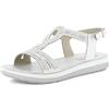 inblu Sandali Donna a Fascia con Strass, Chiusura Regolabile con Cinturino Posteriore, Plantare Imbottito, dal 35 al 41, Bianco, 39 EU
