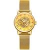 BOLYTE MG. ORKINA Orologio da donna originale con quadrante scheletrato automatico analogico da polso con cinturino in maglia intrecciata in acciaio inox (Oro)