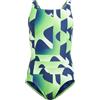 adidas Bambina Performance 3-Stripes Graphic Swimsuit Kids, Green Spark, 5-6 Years
