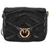 Pinko Love Click Puff Baby Sheep Nappa Puzzle Quilt, Borsa Donna, Z99Q_Nero-Antique Gold, Taglia Unica
