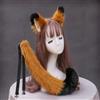 XINCHIA Set di cerchietto e coda con orecchie di volpe in finta pelliccia di Halloween, morbido set di capelli per cosplay, costume da animale, decorazione per feste per ragazze e donne