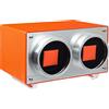 MOZSLY Doppio caricaorologi per orologi automatici in pelle PU con motore silenzioso, Arancione