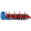 Siku 1659, Camion per trasporto legname, 1:87, Metallo/Plastica, Blu/Rosso, Con tronchi d'albero inclusi