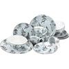 CreaTable, 22507 Serie Vintage Flowers - Set di stoviglie per 4 persone, servizio combinato in porcellana, lavabile in lavastoviglie e microonde, made in Europe