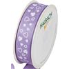 Halbach Seidenbänder Nastro regalo cuori, larghezza 25 mm, lunghezza 18 m, nastro stampato con motivo a cuore, nastro perfetto per matrimonio o San Valentino, colore: lavanda/bianco