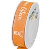Halbach Nastro di seta stampa pasquale | 25 mm x 18 m | Nastro decorativo per scritta Bella Pasqua | Nastro di lino per regali di Pasqua | Colore: arancione/bianco