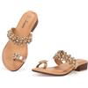 JOMIX Sandali Infradito Donna Gioielli Ciabatte Estive Eleganti Decorato con Strass per Spiaggia Mare e Tempo Libero WFC250233 Oro 40