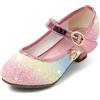 Cheerful Mario 5-10 Anni Scarpe Principessa Bambina Eleganti Glitterate Ballerine con Tacco per Ragazza Argento 27EU