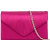 A2ZUKFashion Pochette da donna plissettata in raso elegante per matrimoni, feste nuziali, balli studenteschi, borsa a mano da donna, catena, Fucsia