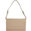 Calvin Klein Donna Borsa a Spalla Elongated Shoulder Bag con Blocco Girevole, Grigio (Crockery), Taglia Unica