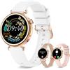 Iaret Smartwatch Donna Piccolo, 1.27 Smart Watch Rotondo 41mm, Orologio Digitale Elegante con Chiamate, Contapassi, 100+ Modalità Sportive, Cardiofrequenzimetro, Sonno, Compatibile iPhone Android, Oro Rosa
