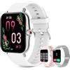 Iaret Smartwatch Donna Chiamata e Risposta, Orologio Smart Watch Notifiche Messaggi Fitness Contapassi Cardiofrequenzimetro Pressione Sanguigna SpO2 Sonno, Orologio Sportivo per Android iPhone Argento