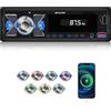 Techschermo Autoradio 1 din con EQ - Radio Bluetooth con Radio FM, Assistente Vocale, Localizzazione APP, Ingresso Disco USB/AUX/TF, Memoria di Spegnimento, Retroilluminazione Colorata + Telecomando