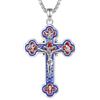 EUDORA Harmony Ball S925 Collana con Croce in Argento Sterling per Uomo e Donna, Collana Vintage con Crocifisso con Ciondolo Croce di Gesù Gioielli Religiosi Regali Croce Ortodossa, 22+2