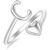 SILBERTALE Anello da donna in argento Sterling 925 con iniziale dalla A alla Z, regolabile, impilabile, con scatola regalo, Verstellbarer Größe 50 bis 58
