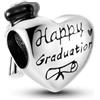 MariaFonte Charm Laurea Compatibile Tutte Marche Pendente Diploma Gufo Pergamena Cappello Libro Cuore Stella Compleanno Anniversario Ciondoli Originale Bead Argento