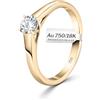 EDELIND Anello solitario diamante 0.30 ct Oro Giallo 18K 750 Anello Donna con Diamante taglio Brillante Anello di Fidanzamento Ø 55 mm con scatola regalo